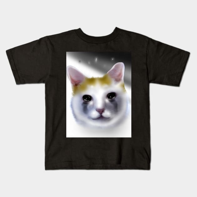 cat crying meme Kids T-Shirt by AdishPr